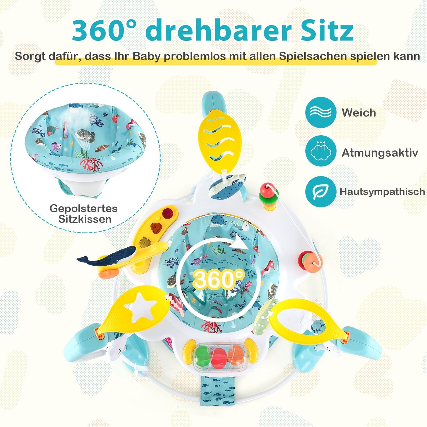 Baby Hopser Baby Sky Jumperoo Lauflernhilfe Verstellbar + Spielzeuge & Spieluhr
