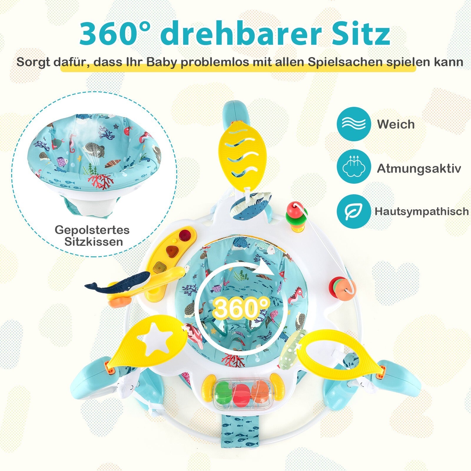 Baby Hopser Baby Sky Jumperoo Lauflernhilfe Verstellbar + Spielzeuge & Spieluhr