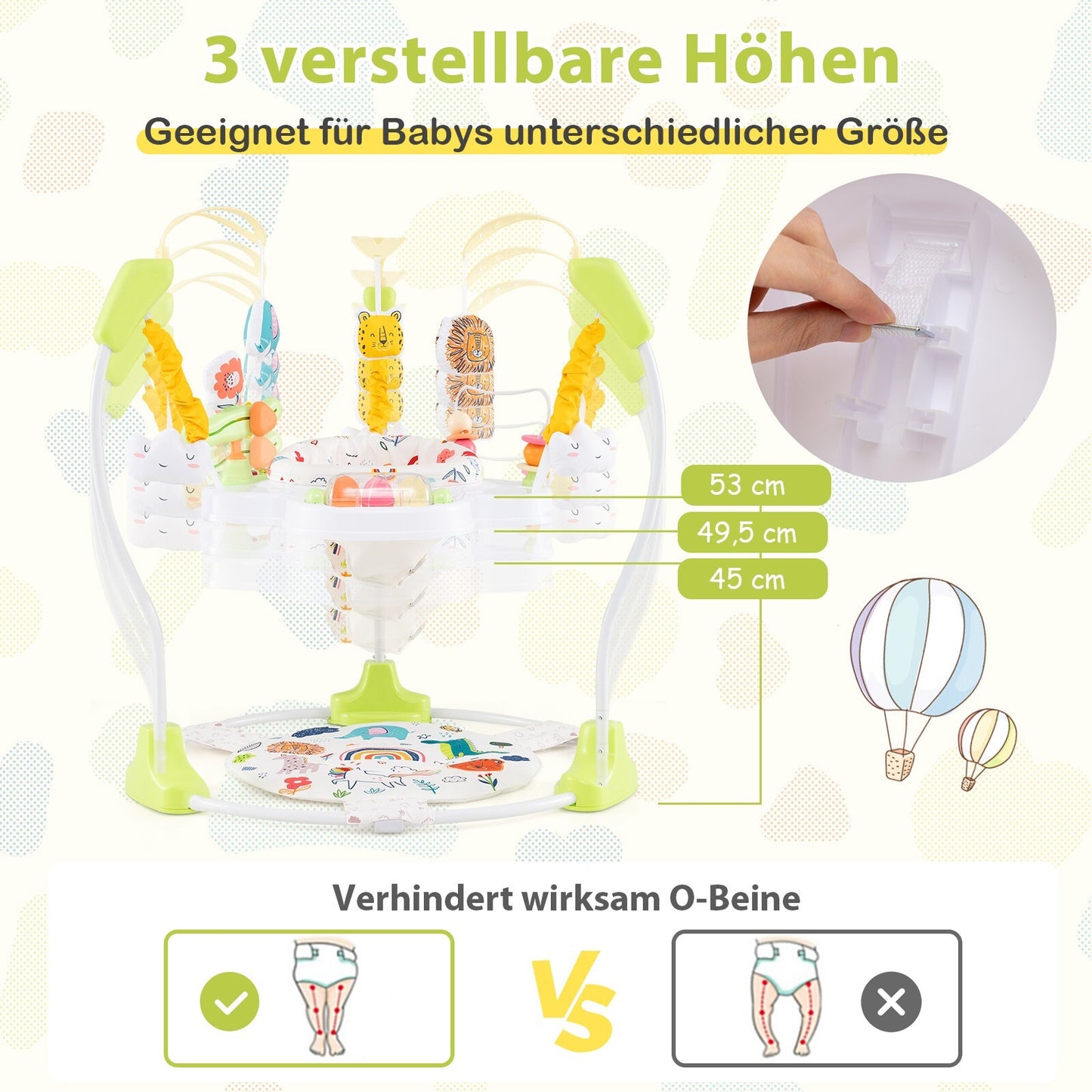 Baby Hopser Baby Sky Jumperoo Lauflernhilfe Verstellbar + Spielzeuge & Spieluhr