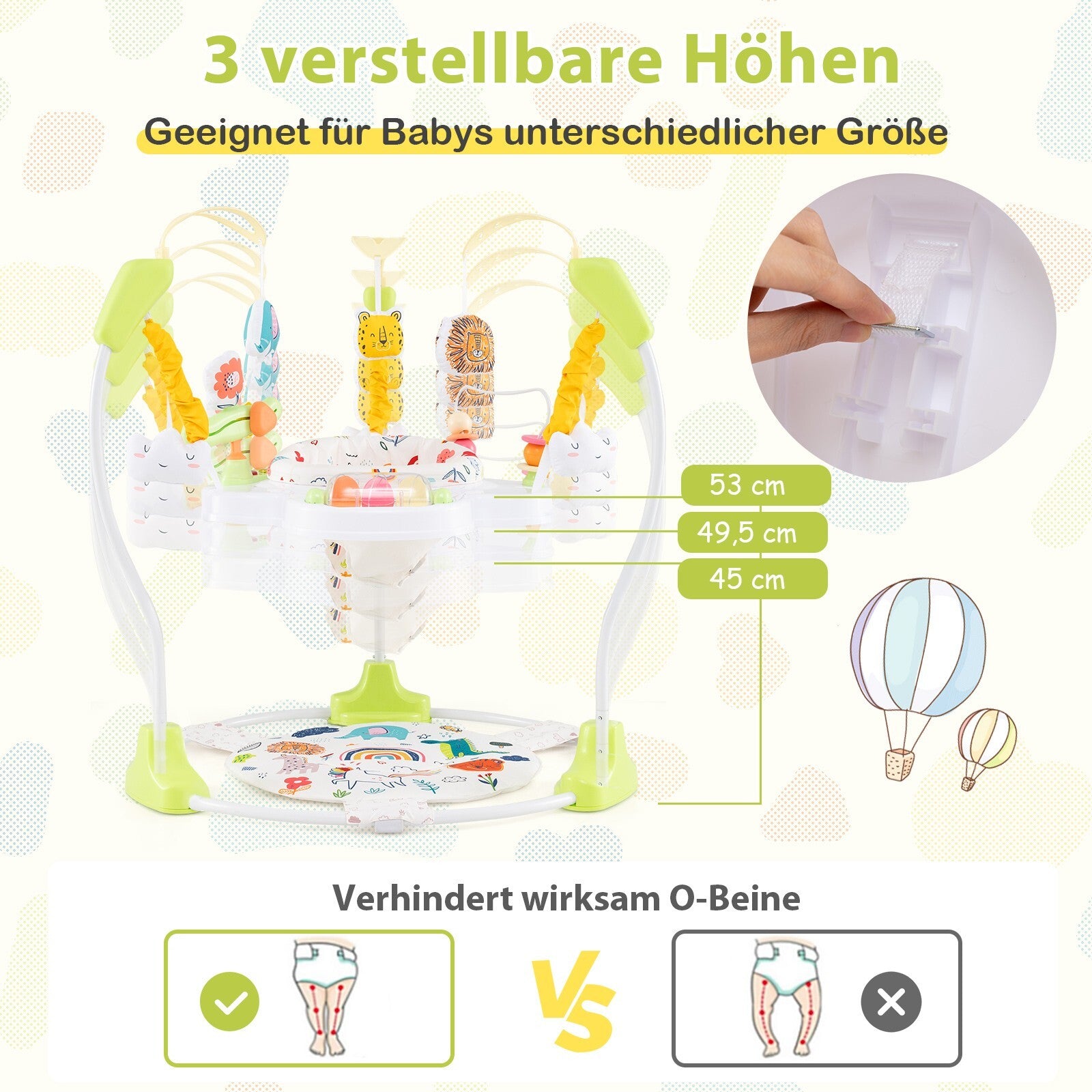 Baby Hopser Baby Sky Jumperoo Lauflernhilfe Verstellbar + Spielzeuge & Spieluhr