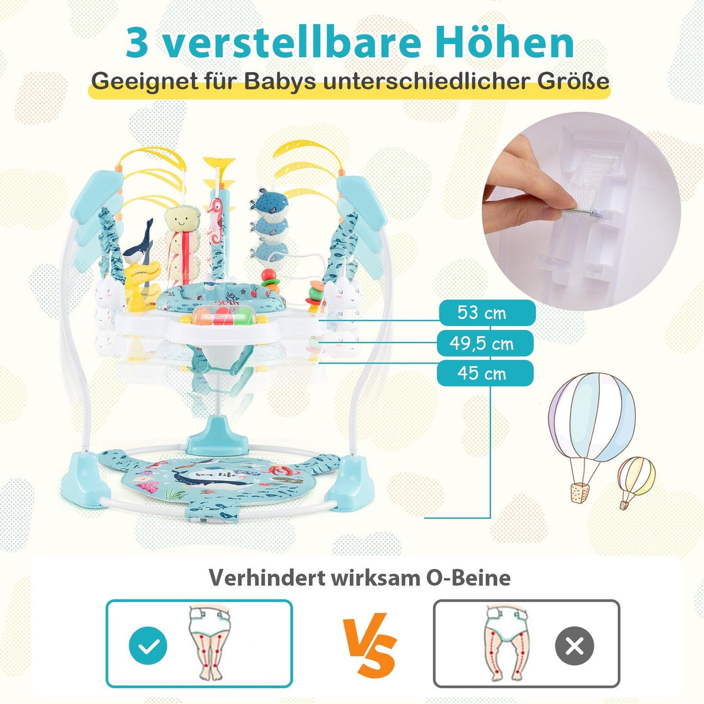 Baby Hopser Baby Sky Jumperoo Lauflernhilfe Verstellbar + Spielzeuge & Spieluhr