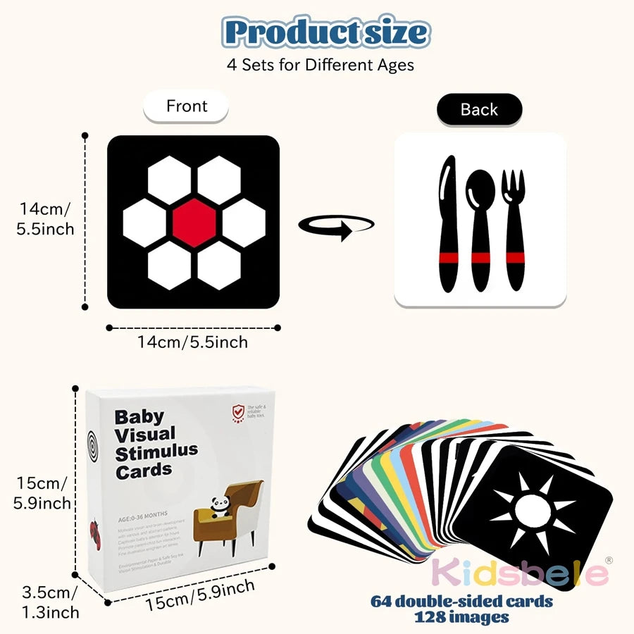 Baby Visual Stimulation Cards High Contrast Flashcards for Newborns 0–36 Months | Infant Sensory Toys Early Learning Toy