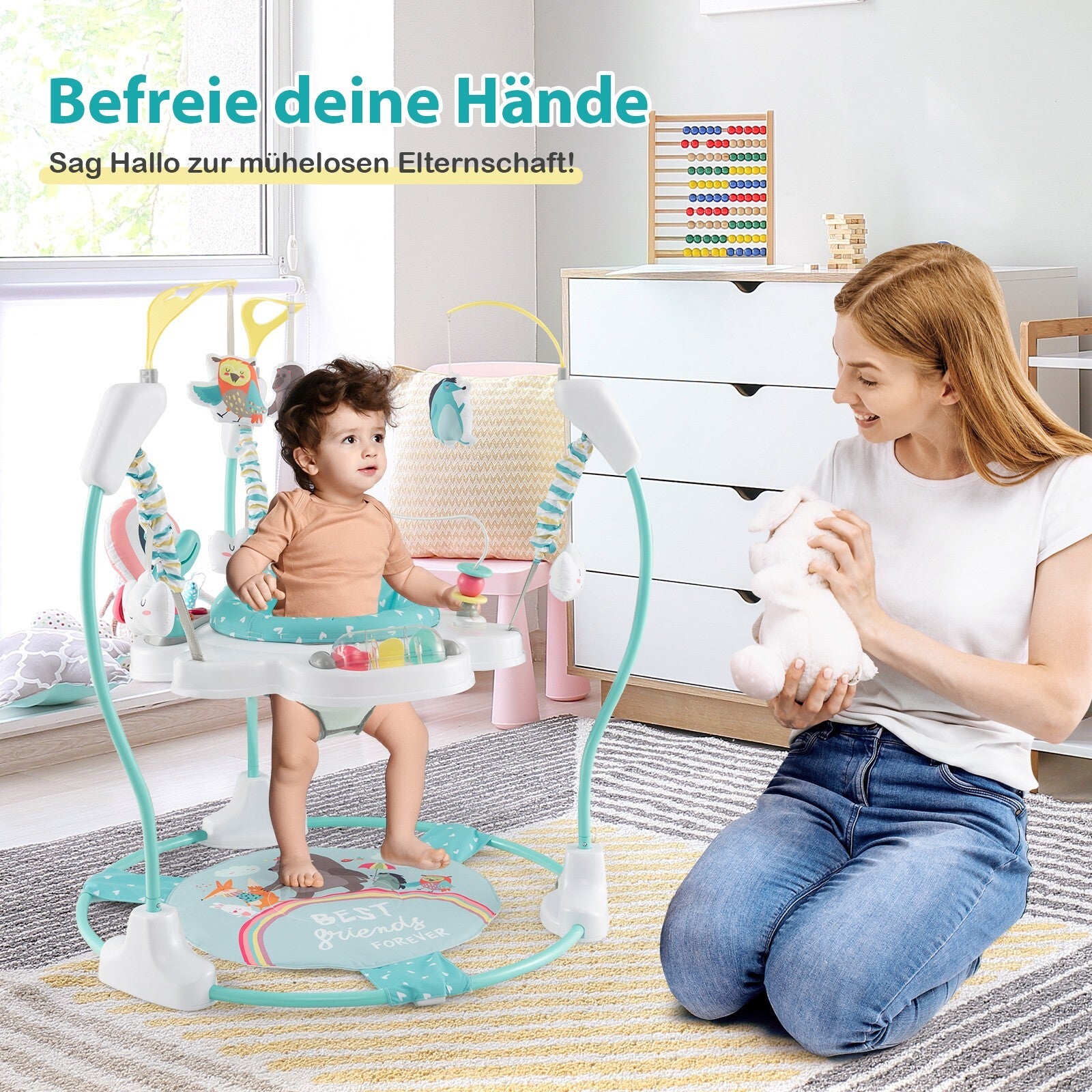 Baby Hopser Baby Sky Jumperoo Lauflernhilfe Verstellbar + Spielzeuge & Spieluhr