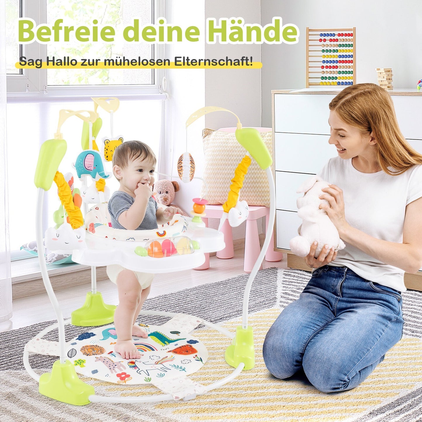 Baby Hopser Baby Sky Jumperoo Lauflernhilfe Verstellbar + Spielzeuge & Spieluhr
