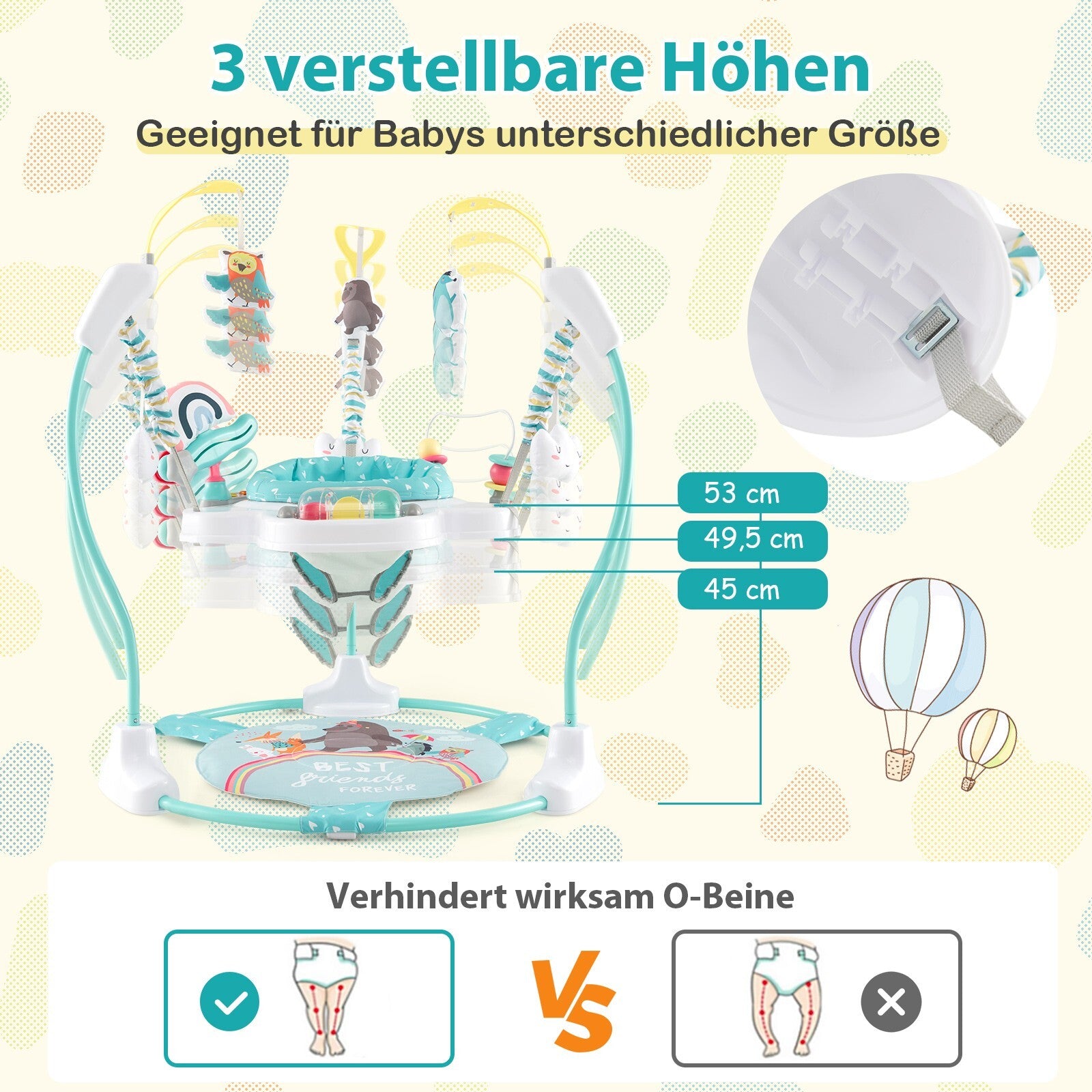 Baby Hopser Baby Sky Jumperoo Lauflernhilfe Verstellbar + Spielzeuge & Spieluhr