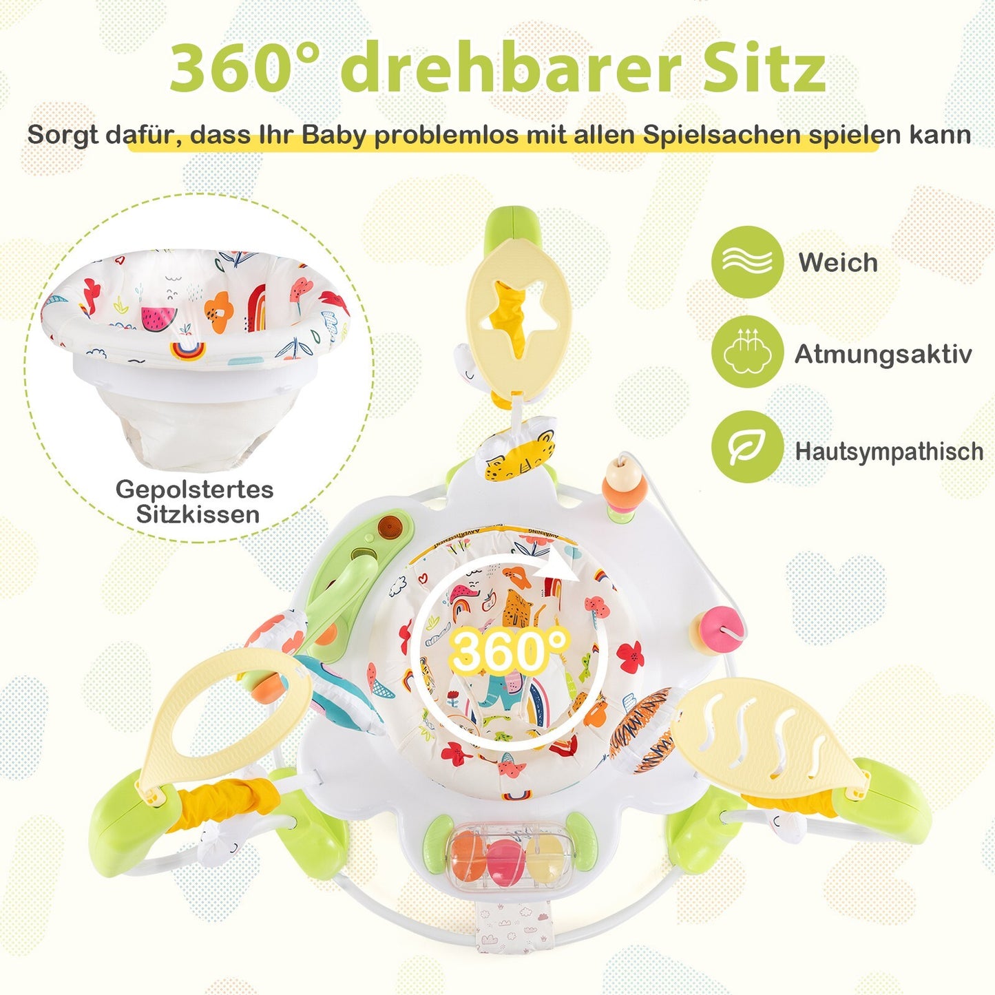Baby Hopser Baby Sky Jumperoo Lauflernhilfe Verstellbar + Spielzeuge & Spieluhr