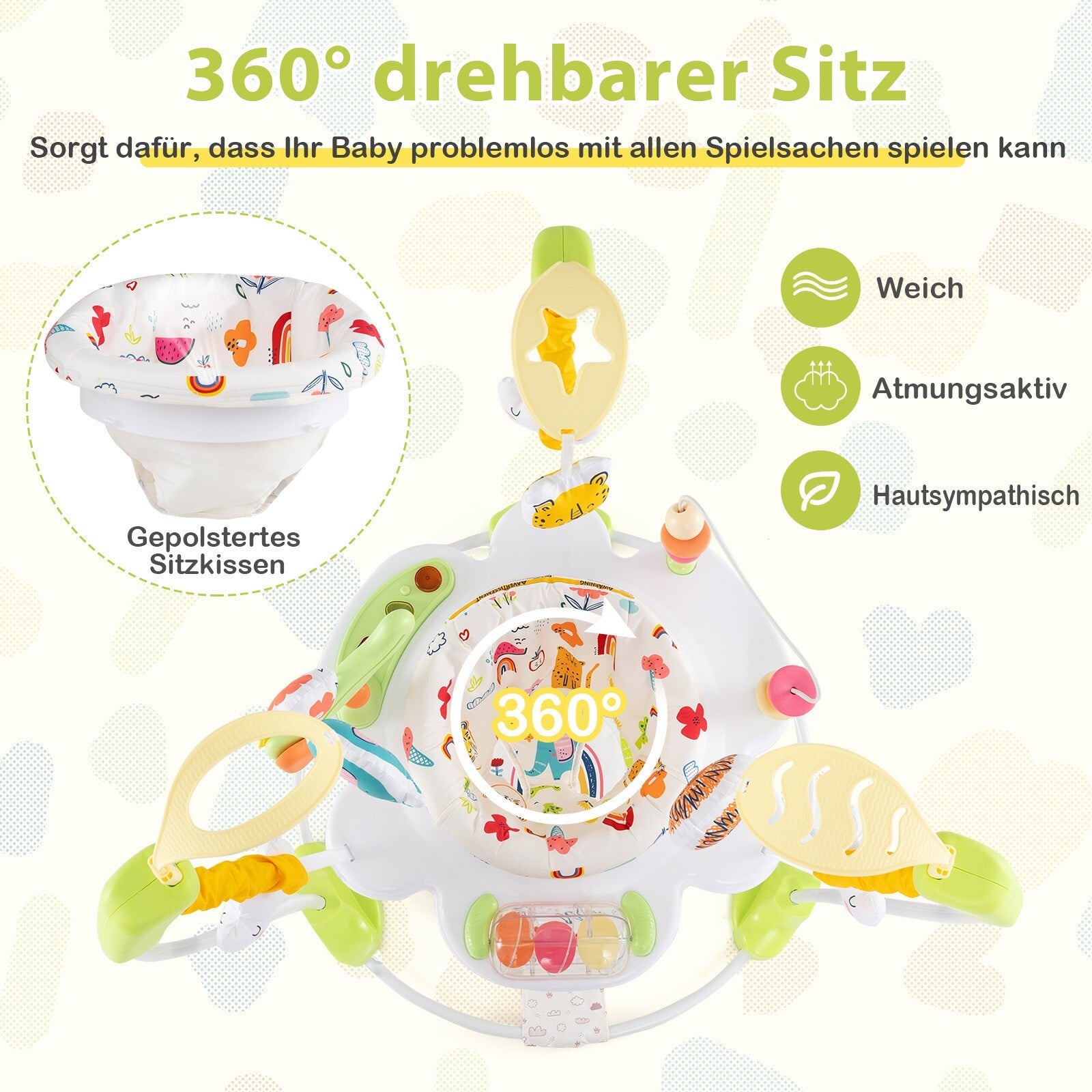 Baby Hopser Baby Sky Jumperoo Lauflernhilfe Verstellbar + Spielzeuge & Spieluhr