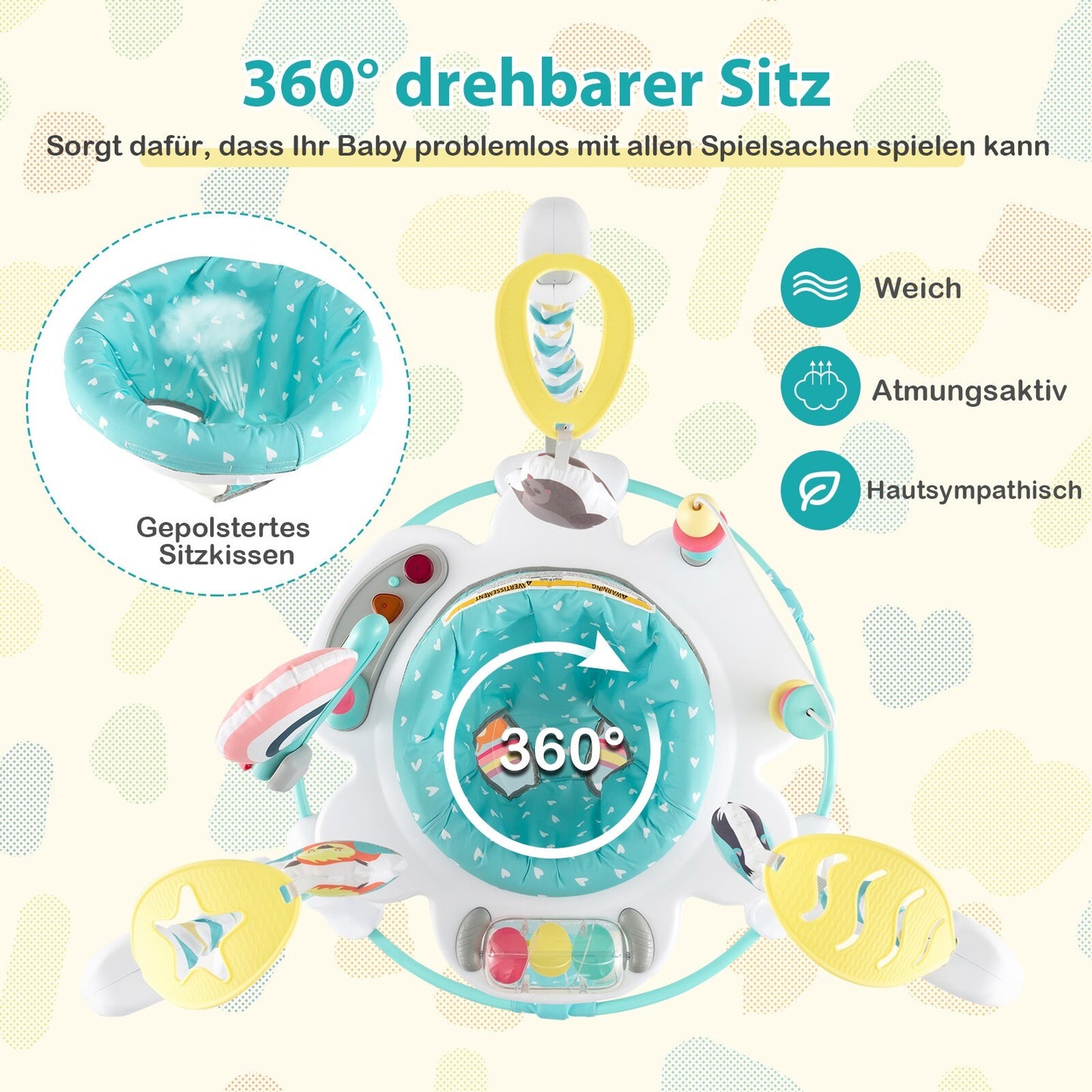 Baby Hopser Baby Sky Jumperoo Lauflernhilfe Verstellbar + Spielzeuge & Spieluhr